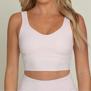 Gold Hinge Tennis Golf PEARL PINK LINED CROP BRA TOP Small S